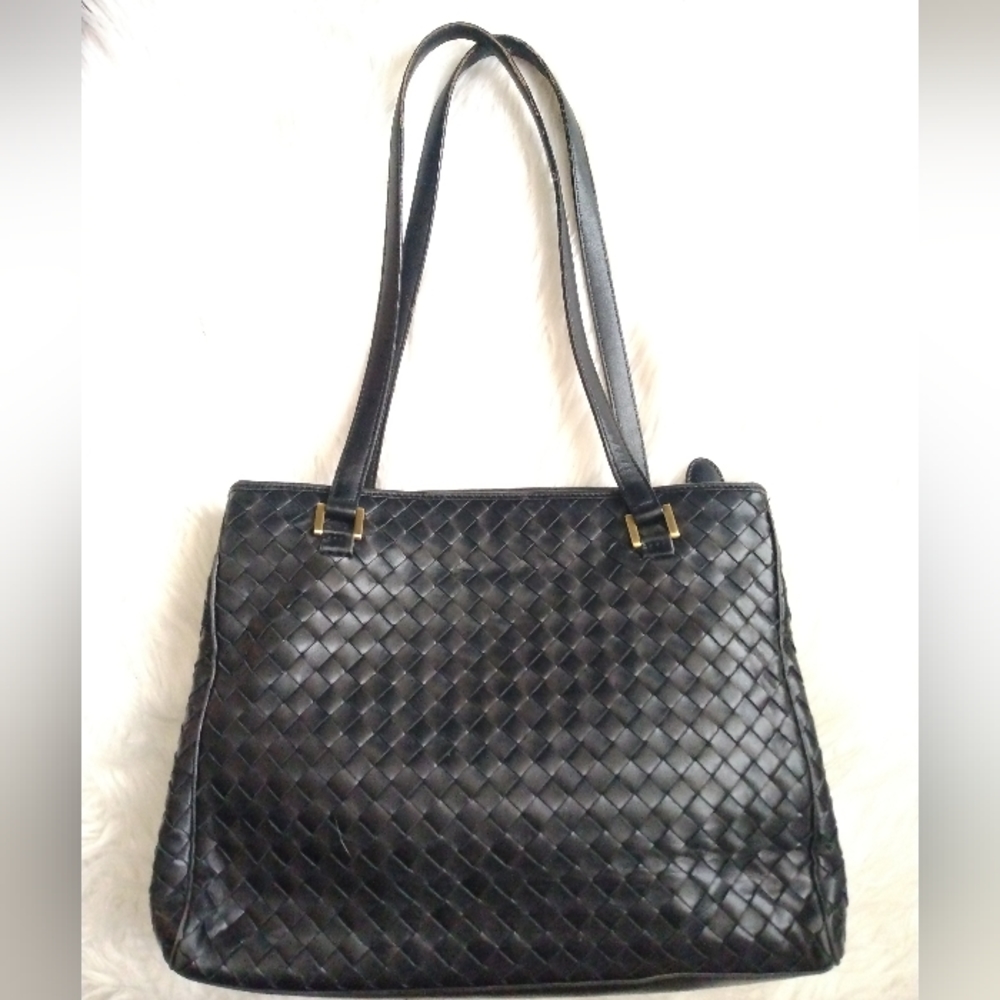 Bottega Veneta Intrecciato Black Shoulder Bag
